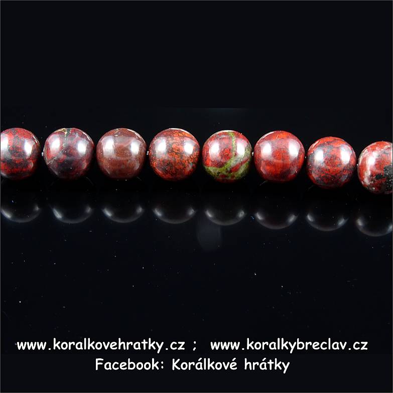 Minerální korálky, 8mm, Jaspis brekciový / balení 10 ks 