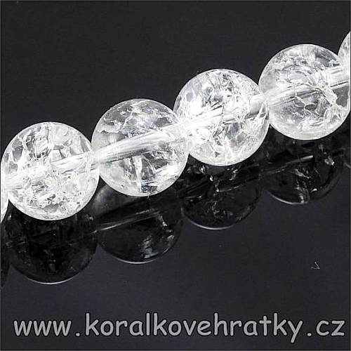 Minerální korálky, cca. 10 mm Křišťál práskaný / balení 20 ks 