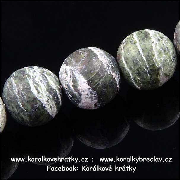 Minerální korálky, 8mm, CHRYZOTIL mat (balení 10 ks )