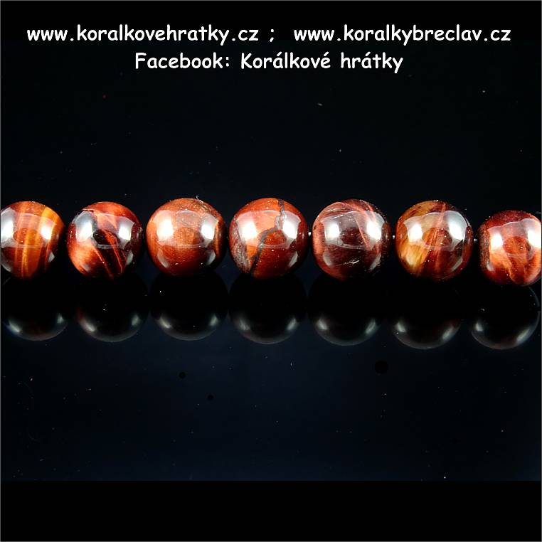 Minerální korálky, 10mm, BÝČÍ OKO/ balení 11 ks   