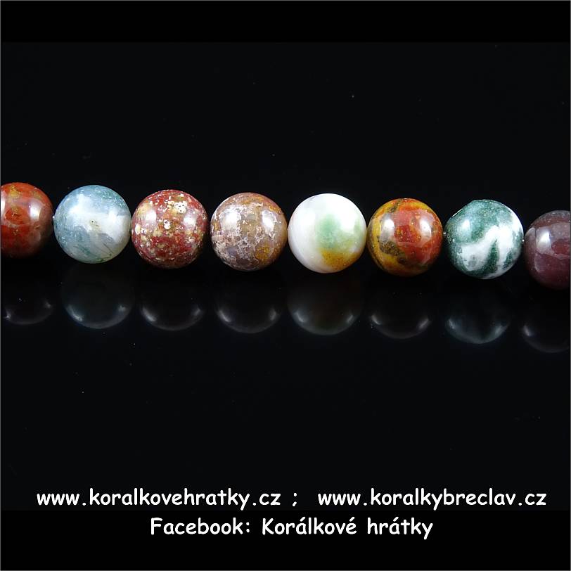 Minerální korálky, 8mm, JASPIS "barevný"/balení 20 ks