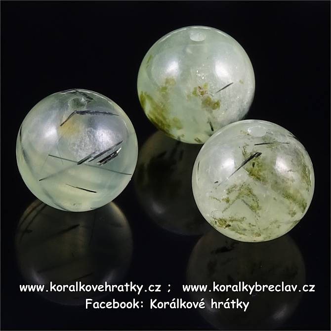 Minerální korálky,  8mm, Prehnit/ balení 9 ks 