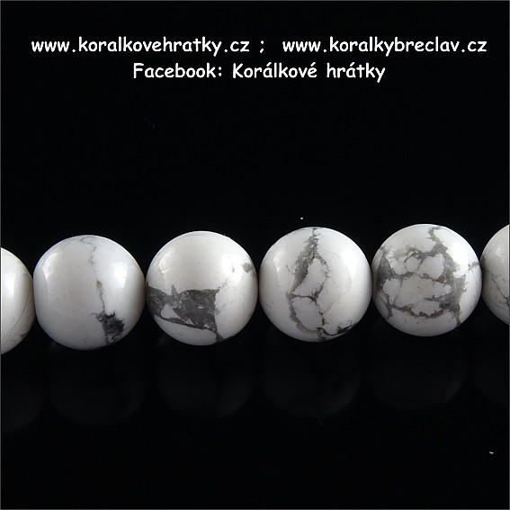 Minerální korálky, 8mm, Howlit (bílý magnezit) /balení 20 ks