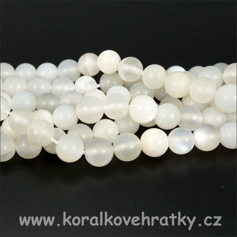 Minerální korálky, cca. 6-7 mm, Adulár - Měsíční kámen - polomat / balení 15 ks 