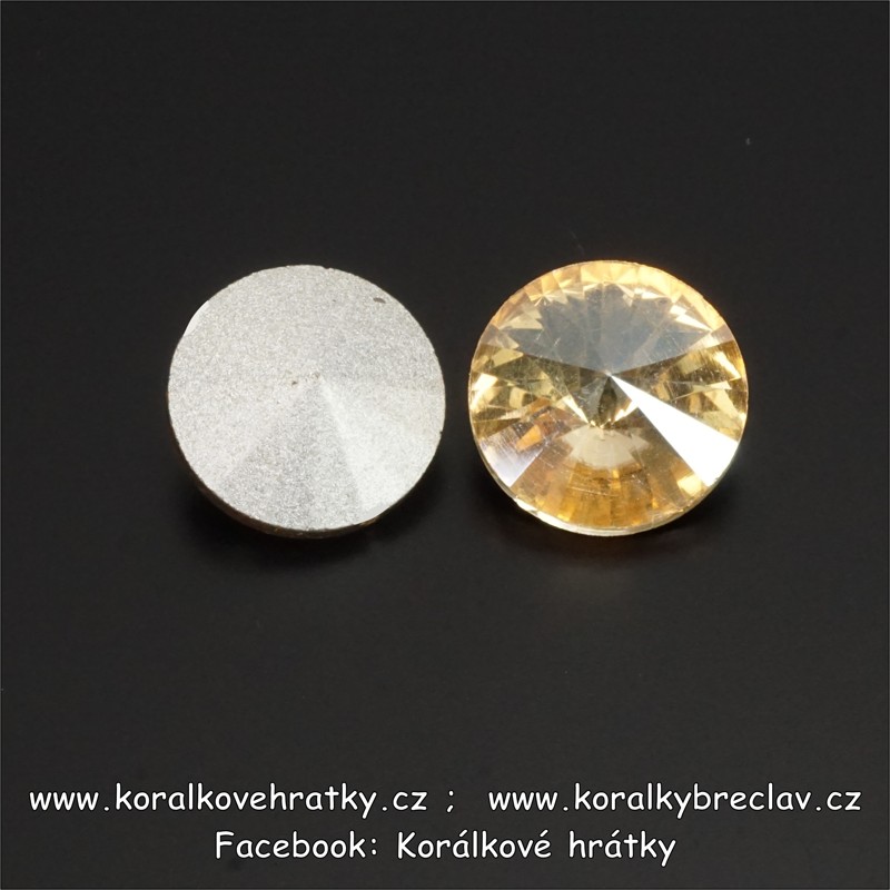 MC rivolka, sklo, 12mm, barva gold champagne (balení 20 ks) bez dírky
