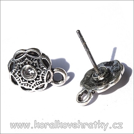 Náušnice puzeta s kulatým lůžkem pro uchycení kamene o průměru 14 mm ( balení  78 párů )