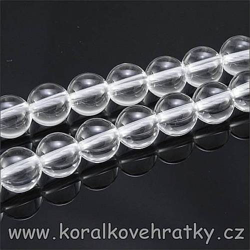 Minerální korálky, cca. 10mm, Křišťál čirý / balení 10 ks 