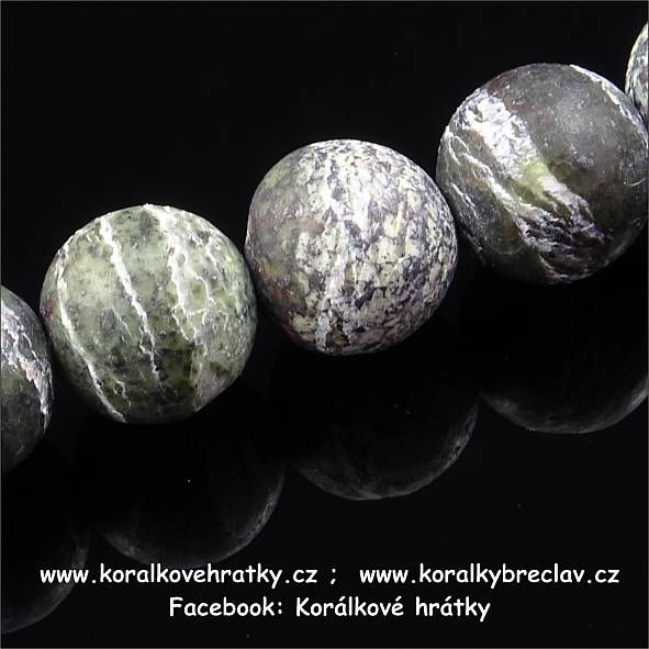 Minerální korálky, 8mm, CHRYZOTIL mat (balení 10 ks )