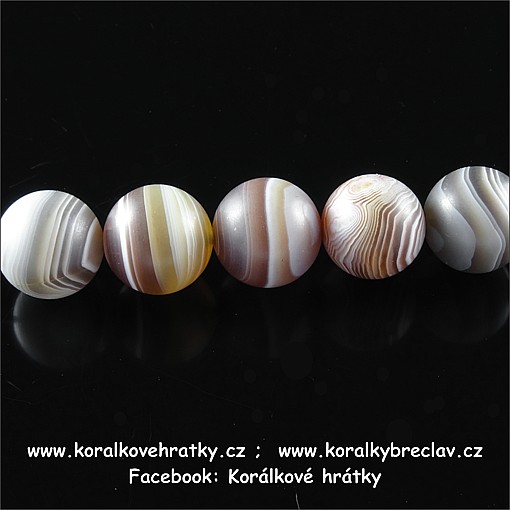 Minerální korálky, 10mm, Achát BOTSWANA matné / balení 5 ks 
