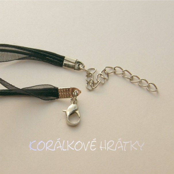 Šňůrka se stužkou a se zapínáním a prodluž. řetízkem, 45 cm,TM.  RŮŽOVÁ / balení 2 ks 