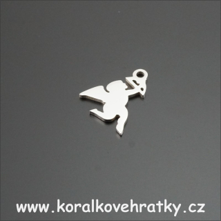 Přívěsek andílek s lukem , NEREZ OCEL, 14x12mm / balení 3 ks
