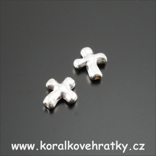 Korálek mezikus kříž, kov, 13,5x12mm (balení 20 ks)