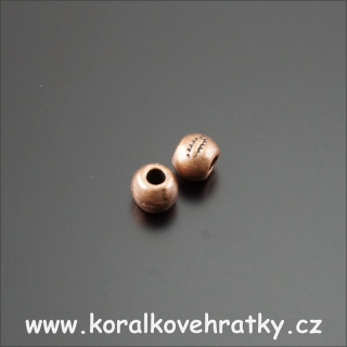 Korálek  kov, 5,5x7mm staroměď ( balení 21 ks )