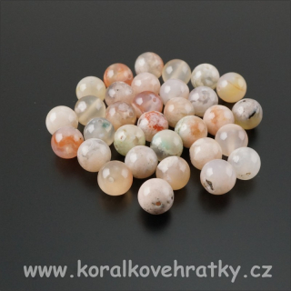 Minerální korálky, 8mm, Achát "sakura"/ balení 5 ks