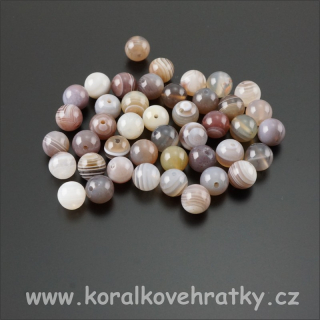 Minerální korálky, cca. 6 mm Achát Botswana / balení 10 ks