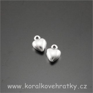 Přívěsek srdíčko, kov, 10x7x5 mm, barva platina ( balení 20 ks )