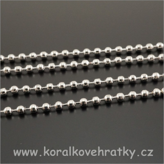 Řetízek kov v barvě platina, kulička cca 2,4 mm/ balení 2 m