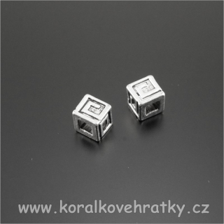 Korálek, kov, mezikus krychle, 6x6m, (balení 20ks)