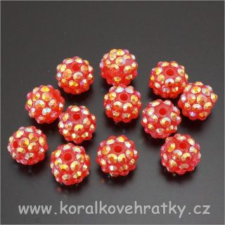 Korálek plastový se šatony 10x12 mm sv. červený ( balení 40 ks )