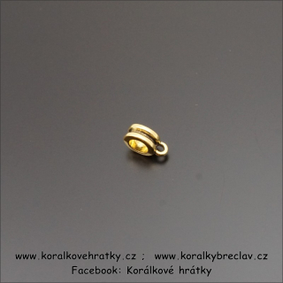 Korálek s očkem a rýhou, kov, 7xx11x4 mm, barva zlatá / balení 10 ks