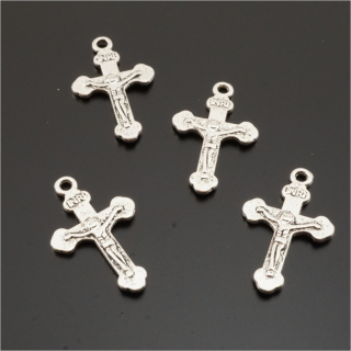 Přívěsek kříž, kov, 18x12mm, barva platina ( balení 20 ks )