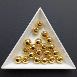 Korálky plast kulička, 8mm, barva zlatá (balení 60ks)