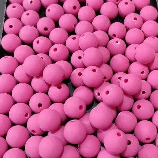 Korálky MATT plast kulička 14mm - růžová (balení 200g +/- 2g)