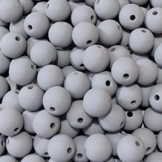 Korálky MATT plast kulička 14mm - šedá (balení 200g +/- 2g)