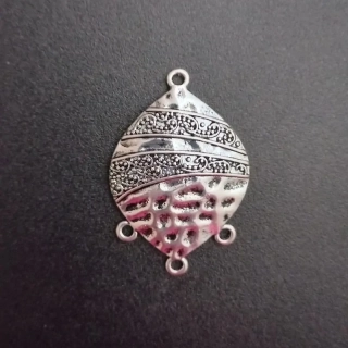 Ramínko "list" s reliéfem 40x26 mm, barva platina / baelení 5 ks