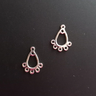 Raminko slza 19x14 mm, barva stříbra / balení 16 ks