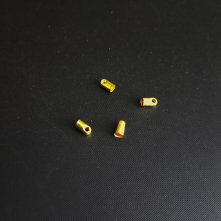 Kaplík vlepovací pro kůže, šňůrky 5,5x2 mm (otvor 2,5 mm ), barva starozlatá/ balení 70 ks