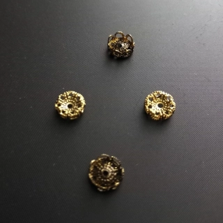 Kaplík filigránový - rondelka 9mm , barva starozlatá/ balení 30 ks