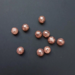 Korálky mačkané, cca. 7,6mm, práskané, sklo, barva hnědozlatá  ( balení 300 ks )