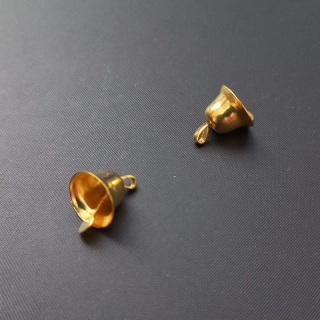Přívěsek, dekorace zvoneček 7x11 mm, barva zlatá / balení 12 ks