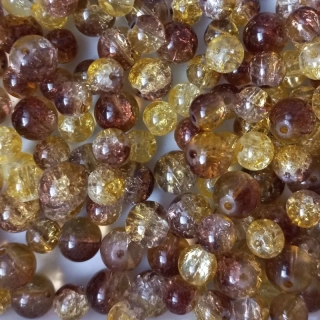 Korálky práskané sklo hnědožlutý mix / balení 414 g