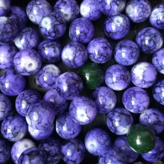 Korálky mačkané sklo fialovo-olivový mix / balení 372 g