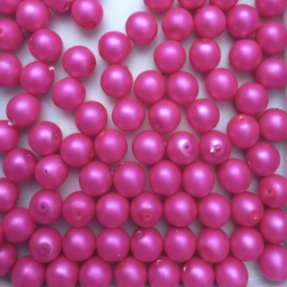 Voskové perly, 8 mm, sklo, barva neonově růžová / balení 295 ks