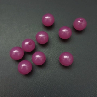 Korálky plast kulička 14mm -tm. růžové (balení 100 ks )