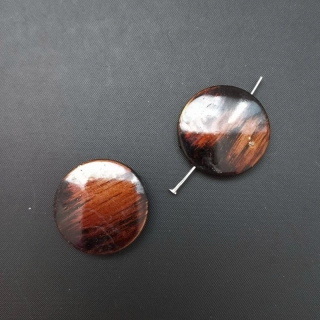 Korálek plastový metalíza prům. 25 mm hnědá / balení 8 ks