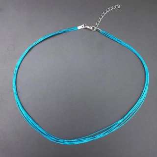 Náhrdelník víceřadý metalický, cca 48 cm modrý / balení 10 ks