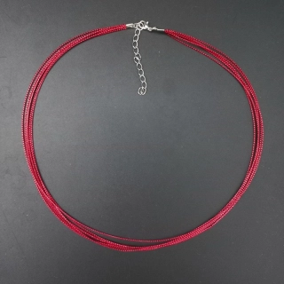 Náhrdelník víceřadý metalický, cca 48 cm červený / balení 10 ks