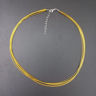 Náhrdelník víceřadý metalický, cca 48 cm zlatý / balení 10 ks
