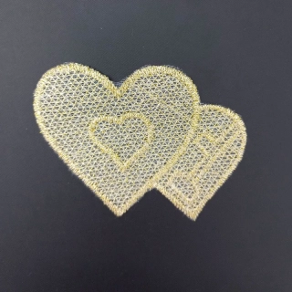 Nášivka textilní "zlaté srdíčka" 90x65 mm/ balení 3 ks