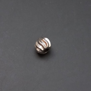 Mezikus NEREZ OCEL, velkodírový korálek rýhovaný 8x10 mm, česká výroba