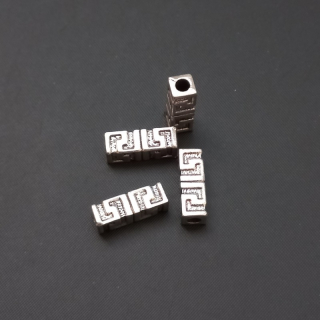 Korálek kovový hranol 15x5 mm, barva platina / balení 12 ks