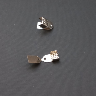Koncovka na kůži, zakončení pro stužky, barva stříbrná/platina 5x12 mm/ balení 50 ks