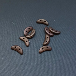 Korálek sklo, dvojdírkový,  Crescent 3x10 mm barva bronz mat, 3 g / min. objednávka  9 g
