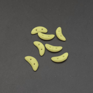 Korálek sklo, dvojdírkový,  Crescent 3x10 mm barva zeleno-žlutý, 3 g / min. objednávka  9 g