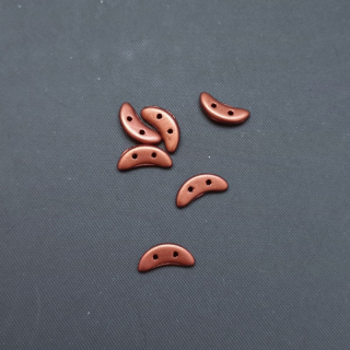 Korálek sklo, dvojdírkový,  Crescent 3x10 mm barva měď metalická mat 3 g / min. objednávka  9 g