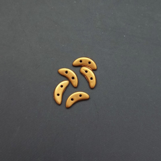 Korálek sklo, dvojdírkový,  Crescent 3x10 mm barva zlatohnědá metalická mat 3 g / min. objednávka  9 g